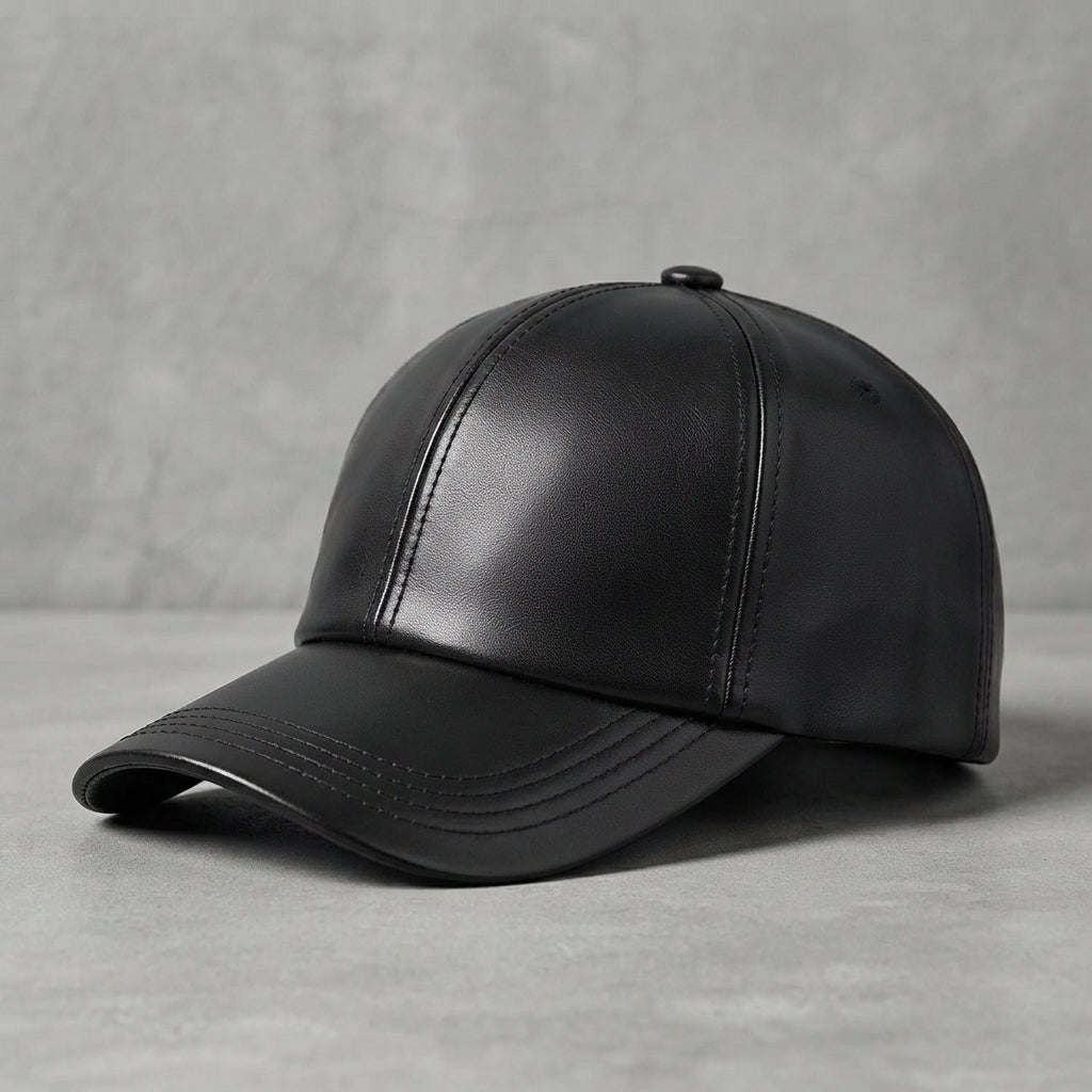 Black Leather Premium Cap for men
