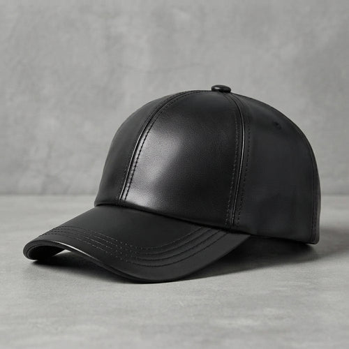 Black Leather Cap for Men - Leather Outlet