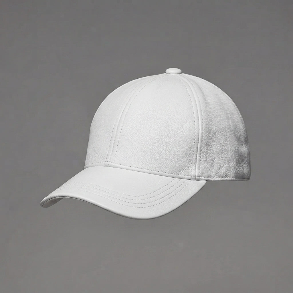 White Leather Premium Cap For Men