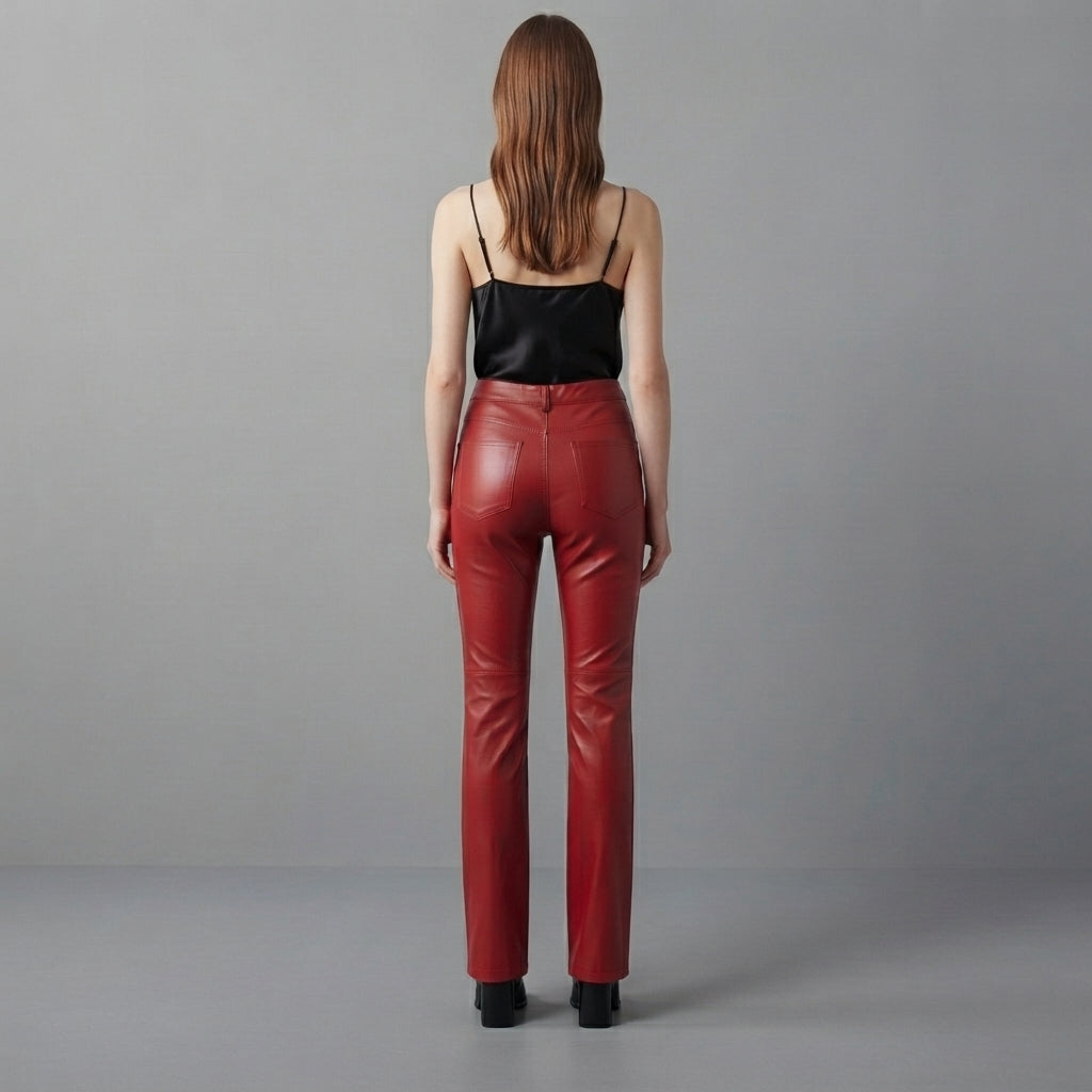 Women's Red Leather Pant