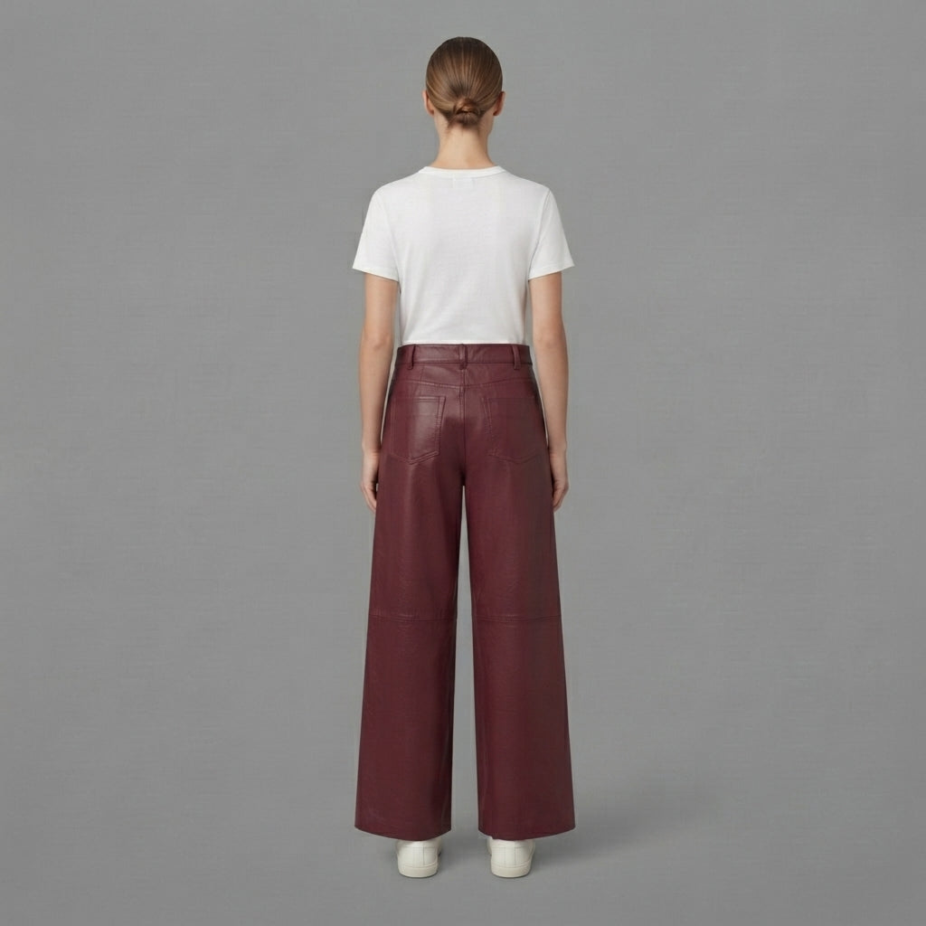 Women's Red Leather Pant