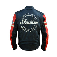 Load image into Gallery viewer, Motorcycle INDIAN Leather Jacket - Mens BLACK &amp; RED Leather Outlet
