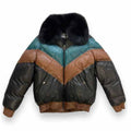 Multicolor New V Bomber Jacket with Fox Collar Leather Outlet