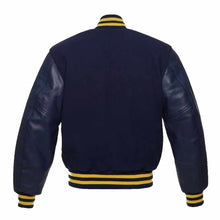 Load image into Gallery viewer, Navy Blue and Yellow Baseball Style Jacket
