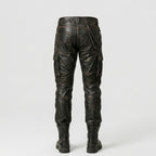 Men’s Black Sheepskin Leather Cargo Pants – Biker Style Leather Trousers