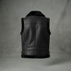 Men's Full Black Shearling Leather Vest - Leather Outlet