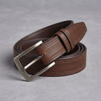 Men's Dark Brown Soft Genuine Full Grain Cow Leather Belt