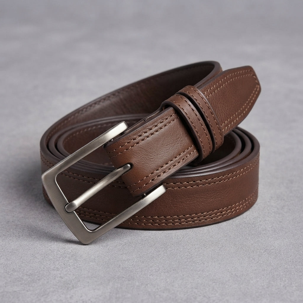 Men's Dark Brown Soft Genuine Full Grain Cow Leather Belt