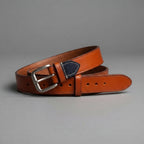 Tan Leather Belt with Silver Buckle