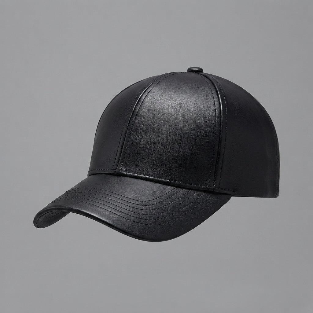 Black Leather Premium Cap For Men