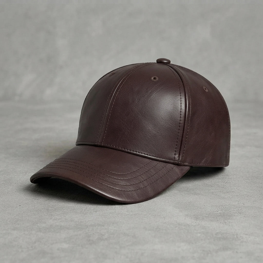 Brown Leather Premium Cap For Men