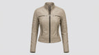 Decrum Beige Cafe Racer Lederjacke – Schmal geschnittene Bikerjacke