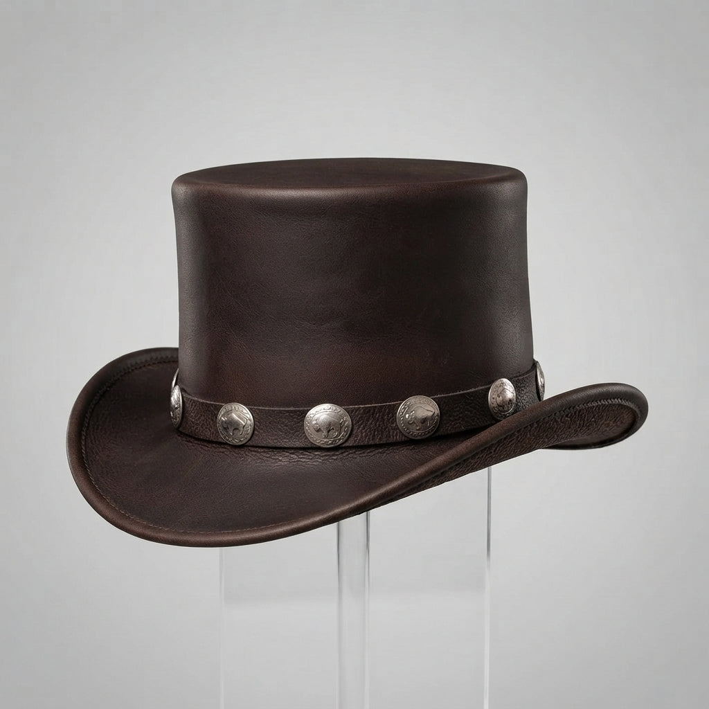 Buy Leather Top Hat with Buffalo Nickel Band