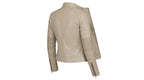 Decrum Beige Cafe Racer Lederjacke – Schmal geschnittene Bikerjacke