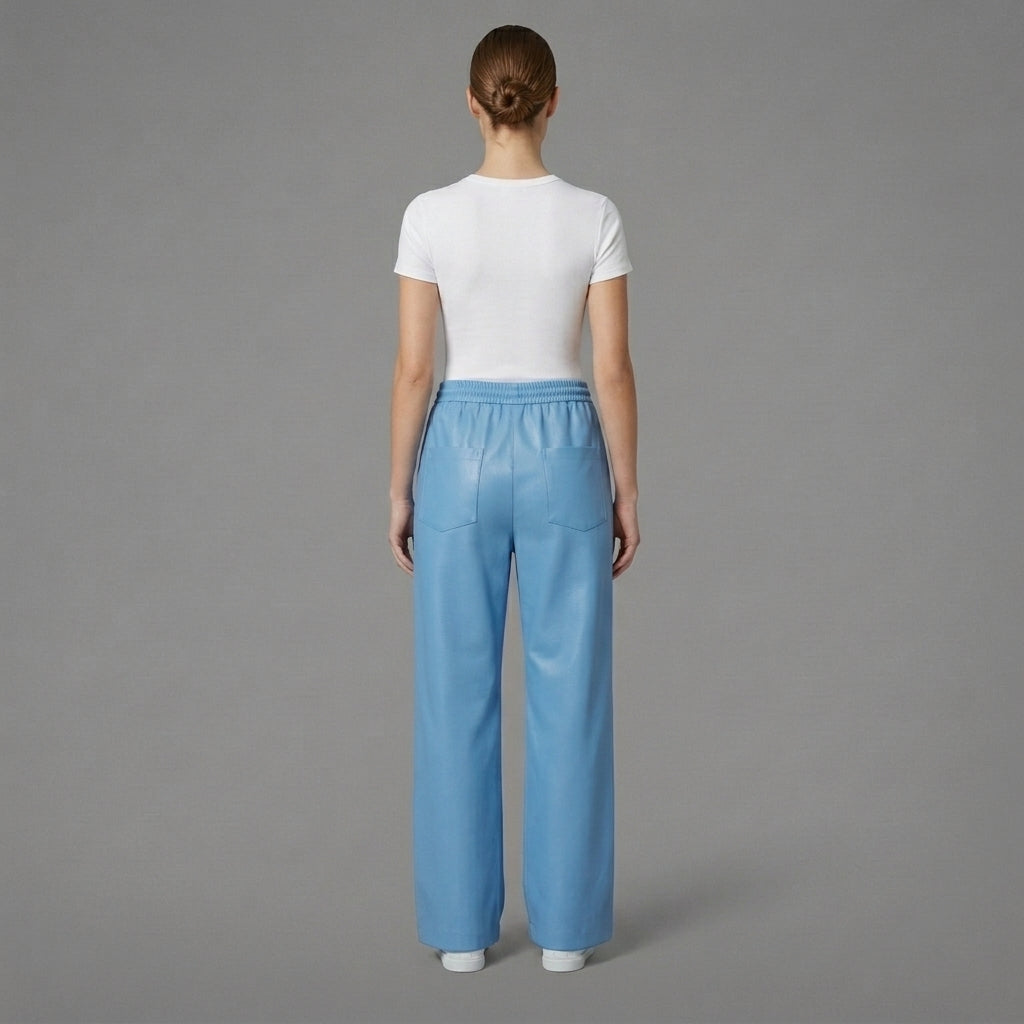 Women's Blue Leather Pant
