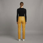 Women's Yellow Leather Pant