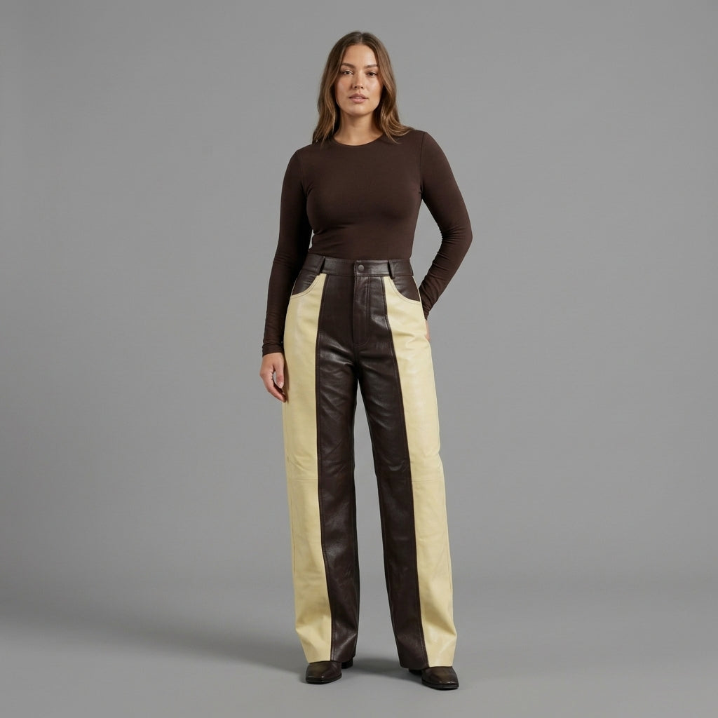 Women's Brown Leather Pant