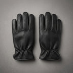 Men's Black Genuine Leather Gloves Winter