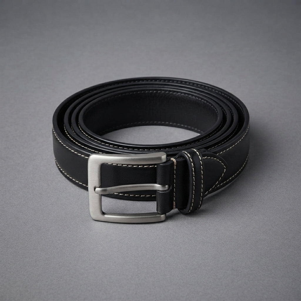New Men's Black Genuine Full Grain Cow Leather Belt