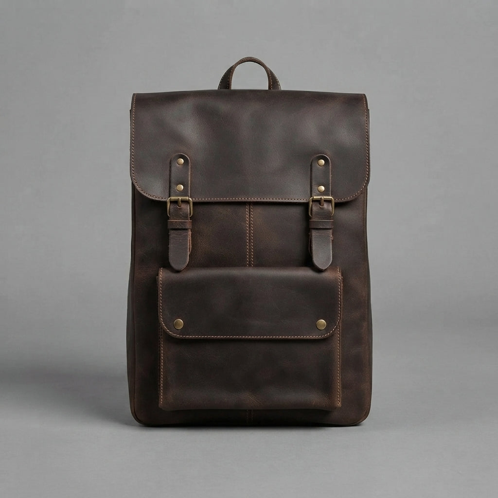 Brown Walker  Leather Backpack