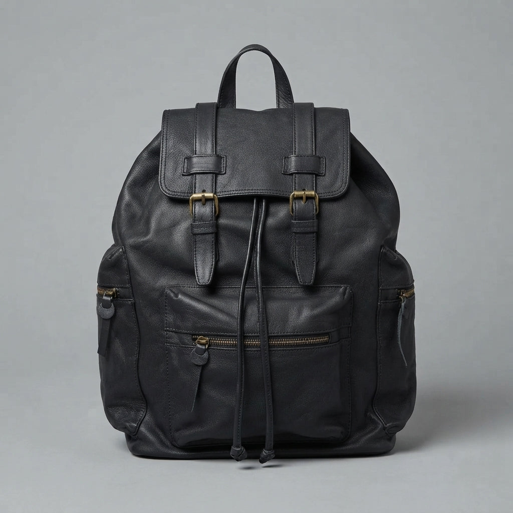 Black Stylish Walker Cow Leather Backpack