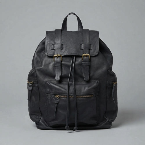 Black Stylish Walker Cow Leather Backpack - Leather Outlet