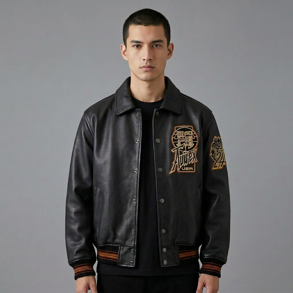 Urban Elite Leather Varsity Jacket – Premium Real Leather Letterman