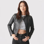 Buy Women's Black Leather Motorcycle Jacket