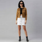 Buy Roman Brown Classic Cotton Denim Jacket  for Women's