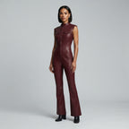 Women's Brown Leather Jumpsuit