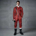 Men's Red & White Leather Jumpsuit
