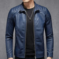 Men's Standing Collar Leather Jacket