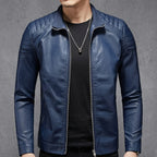 Men's Standing Collar Leather Jacket