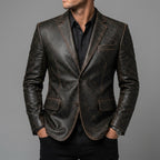 Men's Brown Leather Blazer