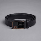 Black Leather Belt with Silver Buckle