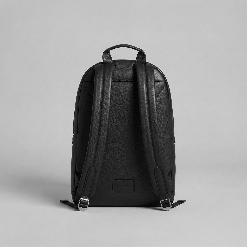 Black Walker Cow Leather Backpack
