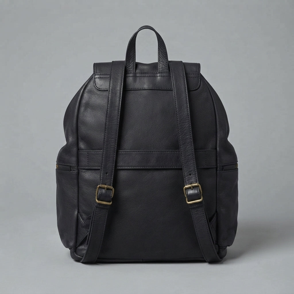 Black Stylish Walker Cow Leather Backpack