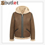 Shearling Brown Hooded Leather Jacket