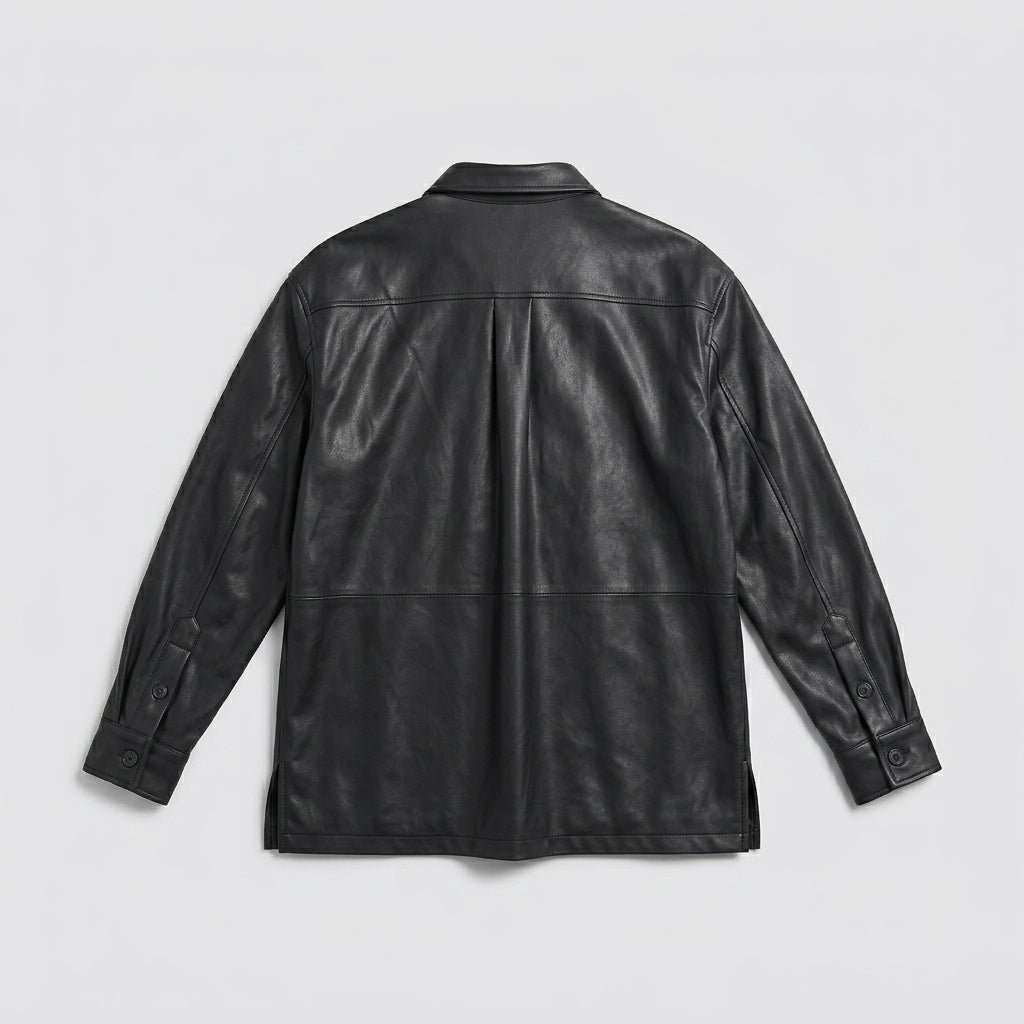 Men’s Genuine Lambskin Leather Shirt – Premium Slim Fit Leather Shirt