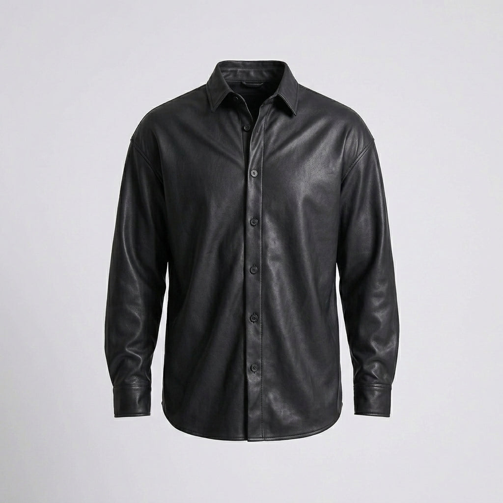 Men’s Genuine Lambskin Leather Shirt – Premium Slim Fit Leather Shirt