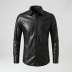 Men’s Slim Fit Black Sheepskin Leather Shirt Jacket – Premium Leather Overshirt