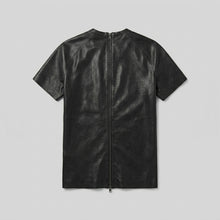 Load image into Gallery viewer, Men’s Premium Lambskin Leather T-Shirt – Luxury Slim Fit Leather Tee
