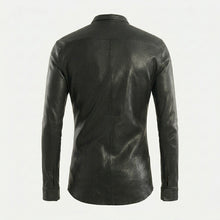 Load image into Gallery viewer, Men’s Slim Fit Black Leather Shirt – Premium Leather Shirt Jacket
