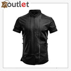 Short Sleeve Leather Shirt – Zipper Style Premium Genuine Leather Shirt