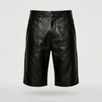 Men’s Matte Black Leather Shorts – Premium Elastic Waist Luxury Shorts