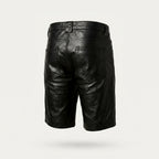 Men’s Matte Black Leather Shorts – Premium Elastic Waist Luxury Shorts