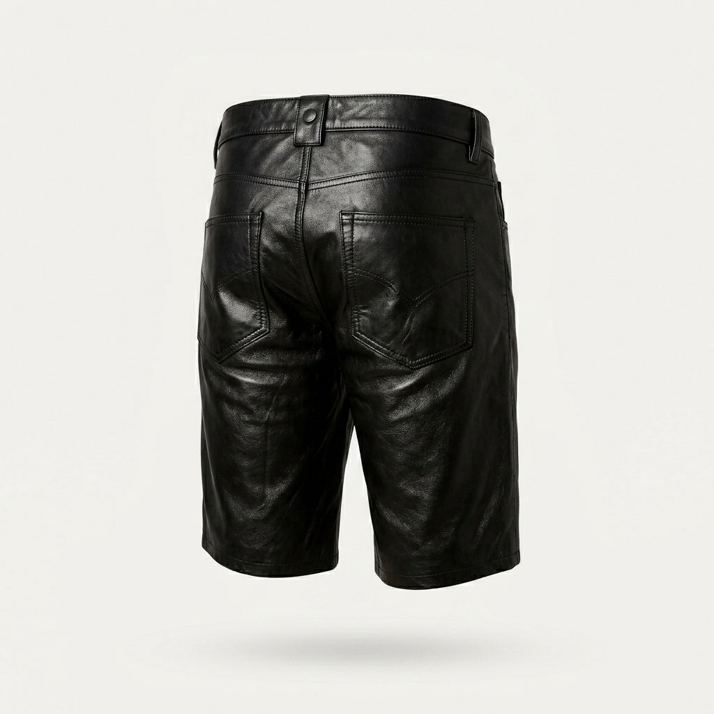 Men’s Matte Black Leather Shorts – Premium Elastic Waist Luxury Shorts