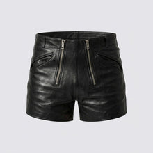 Load image into Gallery viewer, Men’s Matte Black Leather Shorts – Premium Elastic Waist Luxury Shorts
