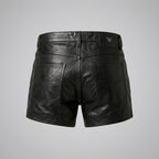 Men’s Matte Black Leather Shorts – Premium Elastic Waist Luxury Shorts