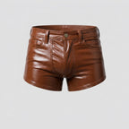 Men’s Brown Croc Embossed Leather Shorts – Premium Textured Luxury Shorts